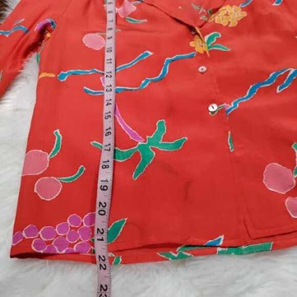 Carole Little St. Tropez West Silk Vintage Cropped Boho Hipster Whimsy Shirt M - Picture 9 of 12